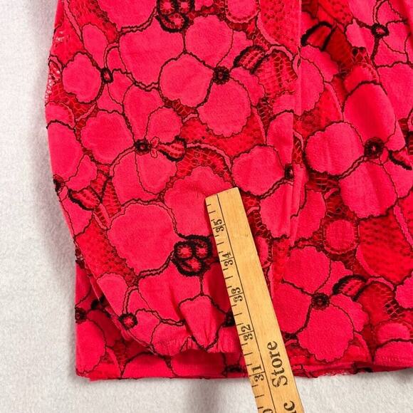 Lane Bryant Blouse Womens 20 Pink Lace Top Ruffle & Balloon Sleeves Sexy - Picture 10 of 11